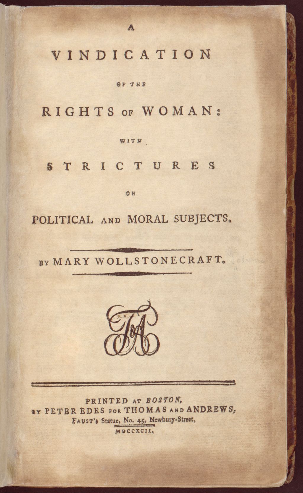 A Vindication of the Rights of Woman Dover Thrift