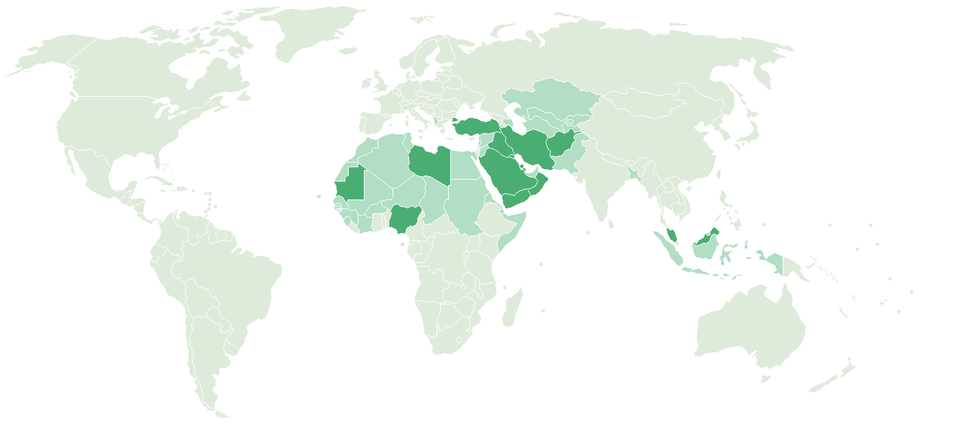 Map Muslim World Highlighted Those Countries Whose First Lad 
